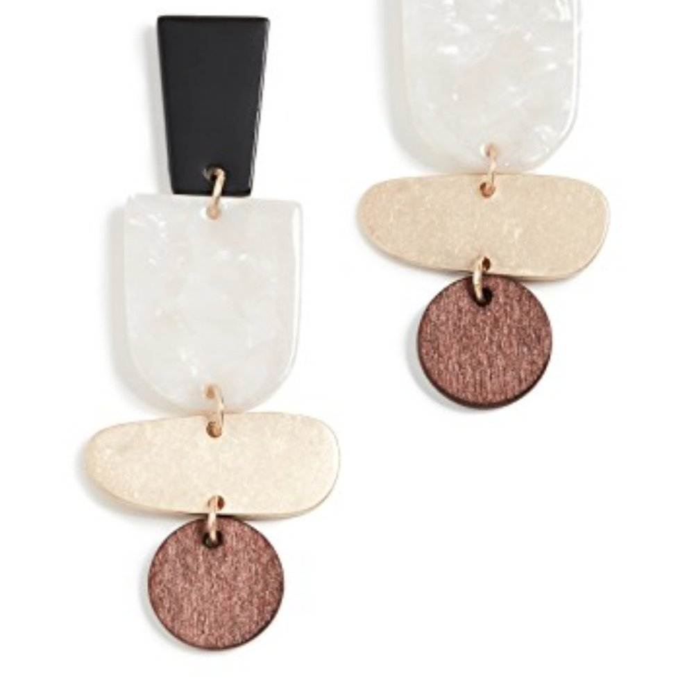 💕Last one Acrylic Wood Geometric  Drop Earrings - Picture 4 of 6